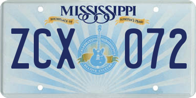 MS license plate ZCX072