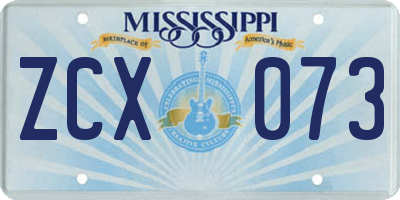 MS license plate ZCX073