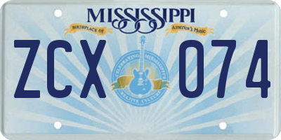 MS license plate ZCX074