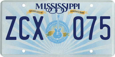 MS license plate ZCX075