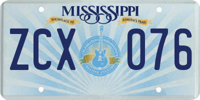 MS license plate ZCX076