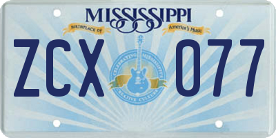 MS license plate ZCX077