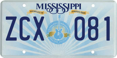 MS license plate ZCX081