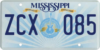 MS license plate ZCX085