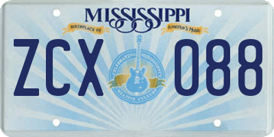 MS license plate ZCX088