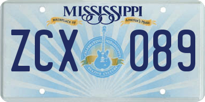 MS license plate ZCX089