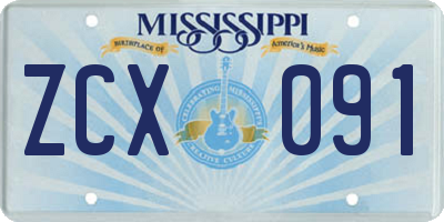 MS license plate ZCX091