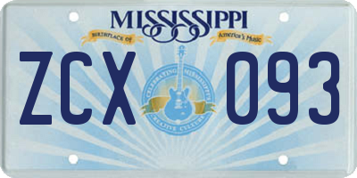 MS license plate ZCX093