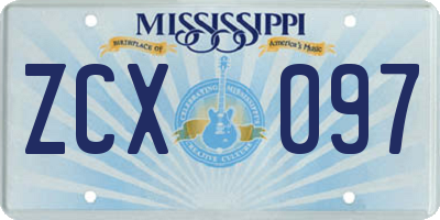 MS license plate ZCX097