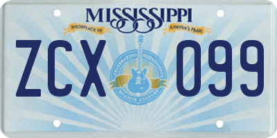 MS license plate ZCX099