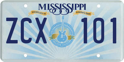 MS license plate ZCX101