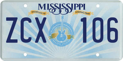 MS license plate ZCX106