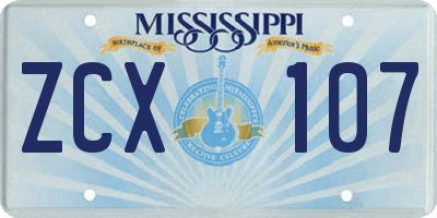 MS license plate ZCX107