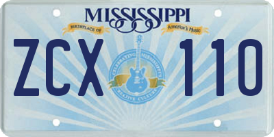 MS license plate ZCX110