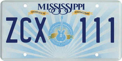MS license plate ZCX111