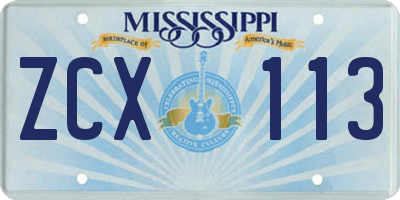 MS license plate ZCX113