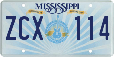 MS license plate ZCX114