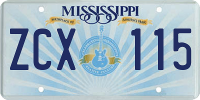MS license plate ZCX115