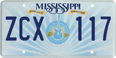 MS license plate ZCX117