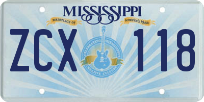 MS license plate ZCX118