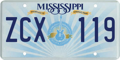 MS license plate ZCX119
