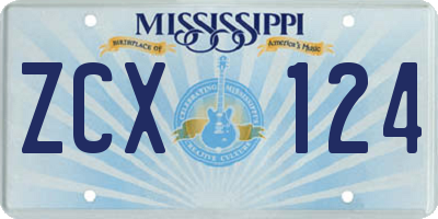 MS license plate ZCX124