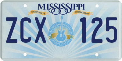 MS license plate ZCX125