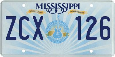 MS license plate ZCX126