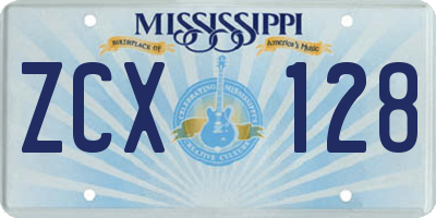 MS license plate ZCX128