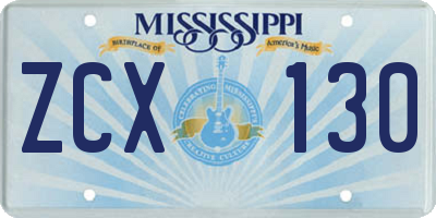 MS license plate ZCX130
