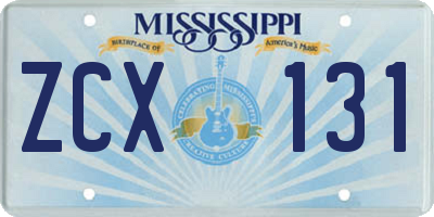 MS license plate ZCX131