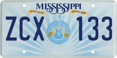 MS license plate ZCX133