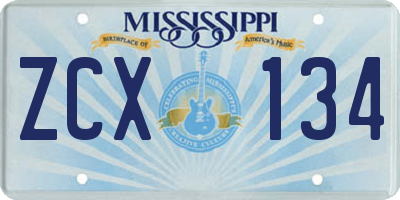 MS license plate ZCX134