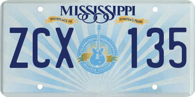 MS license plate ZCX135