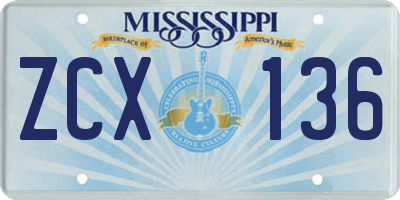 MS license plate ZCX136