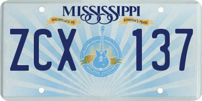 MS license plate ZCX137
