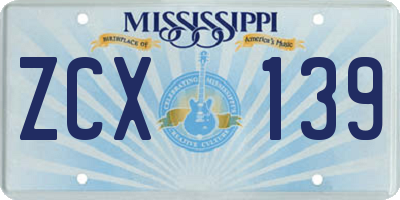 MS license plate ZCX139