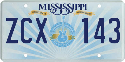 MS license plate ZCX143