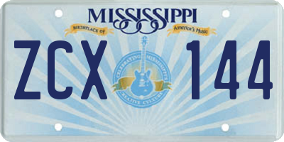 MS license plate ZCX144