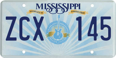 MS license plate ZCX145