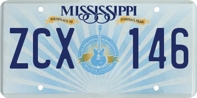 MS license plate ZCX146