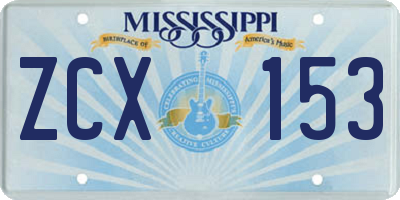 MS license plate ZCX153