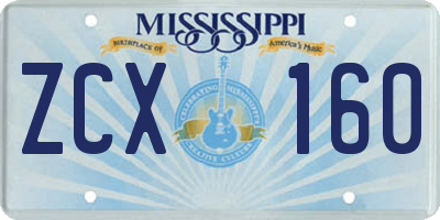 MS license plate ZCX160