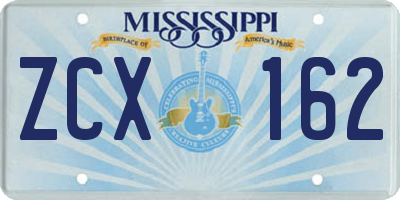 MS license plate ZCX162