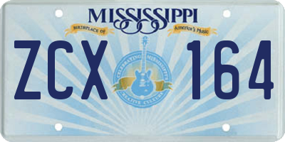 MS license plate ZCX164