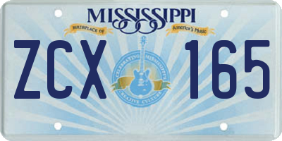 MS license plate ZCX165