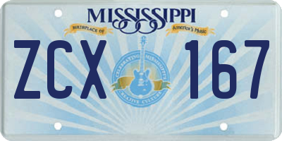 MS license plate ZCX167