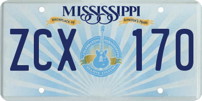 MS license plate ZCX170