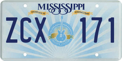 MS license plate ZCX171