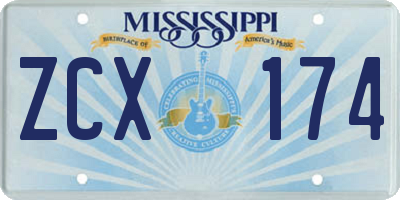 MS license plate ZCX174